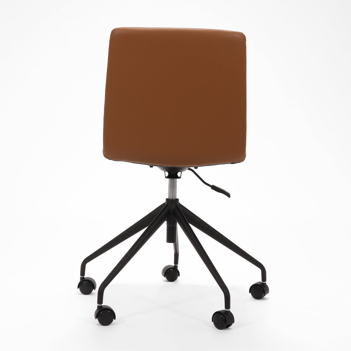 Rapidline Pixel 5 Star breakout and meeting chair in amber PU on a black powdercoated five star swivel base with a gas strut, product photograph on a plain background showing the ribbed horizontal stitching across the seat and back.