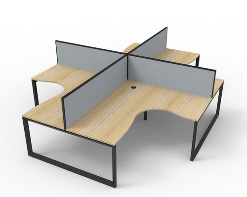 Rapidline Rapid Infinity 4 Person Corner Workstation 1800 x 1500mm Natural Oak Black Satin - image 1