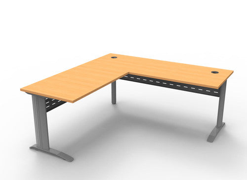 Rapidline Rapid Span Open Workstation with Return 1800 x 1800 x 700mm Beech and Precious Silver - image 1
