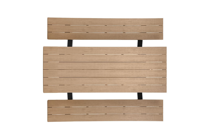 Overhead view of the Rapidline Ridge picnic setting showing the wide table top slats with an attached bench seat along each side.