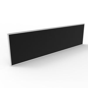 Rapidline Shush30 screen 1800 x 495mm in black fabric with white powder coat frame, angled view