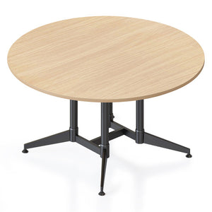 Rapidline Typhoon Large Round Meeting Table 1500mm Natural Oak Black - image 1