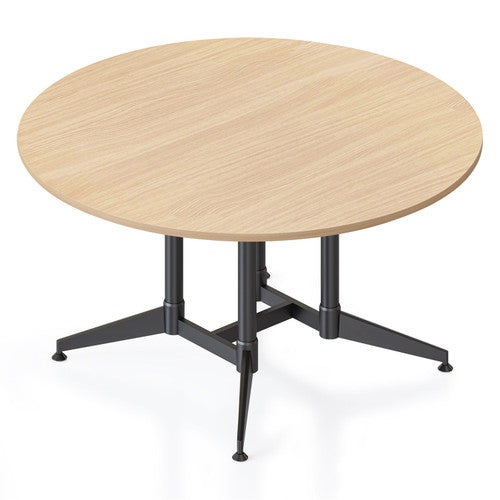 Rapidline Typhoon Large Round Meeting Table 1500mm Natural Oak Black - image 1