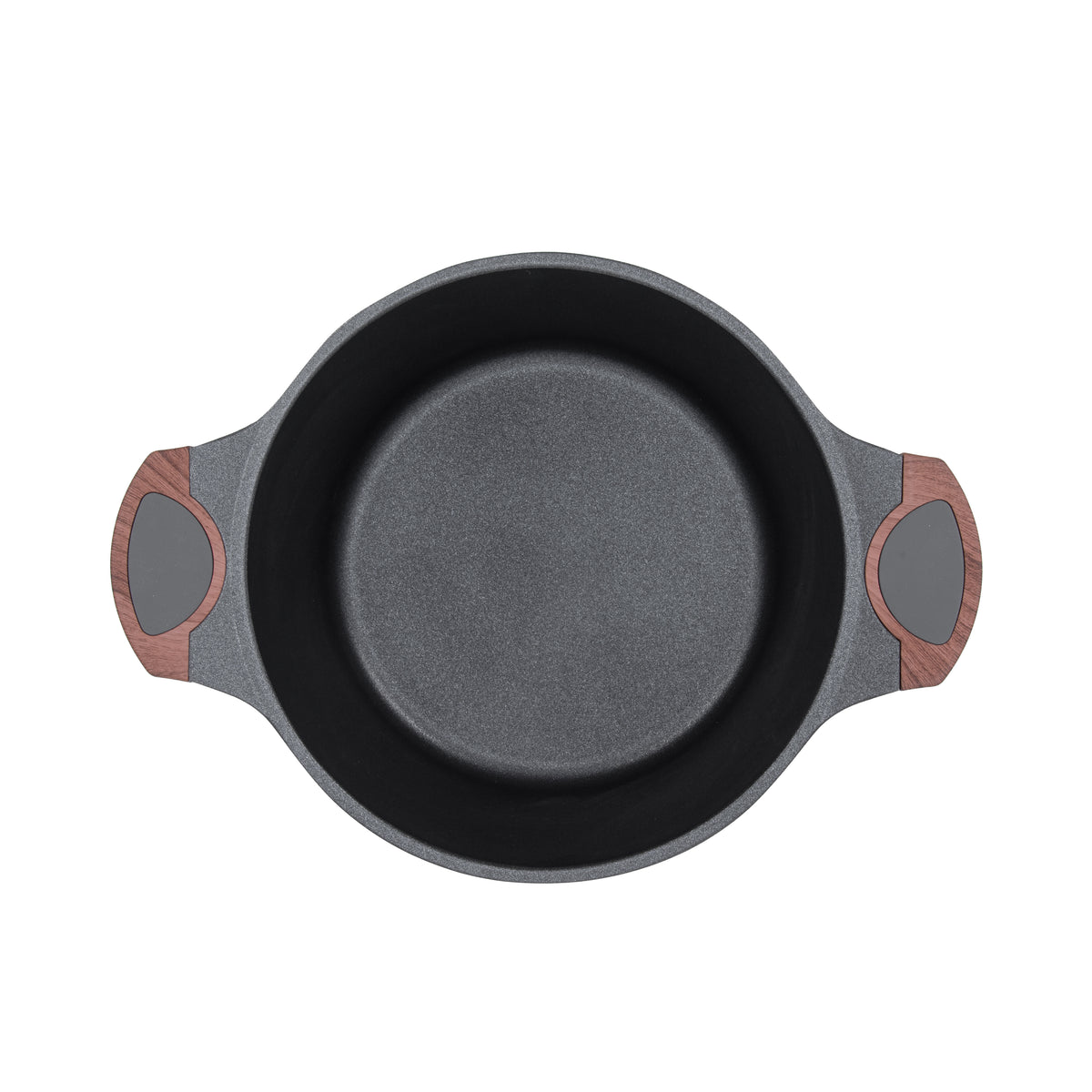 Top-down view into the Resto Capella 24cm casserole, showing the black Pfluon non-stick interior