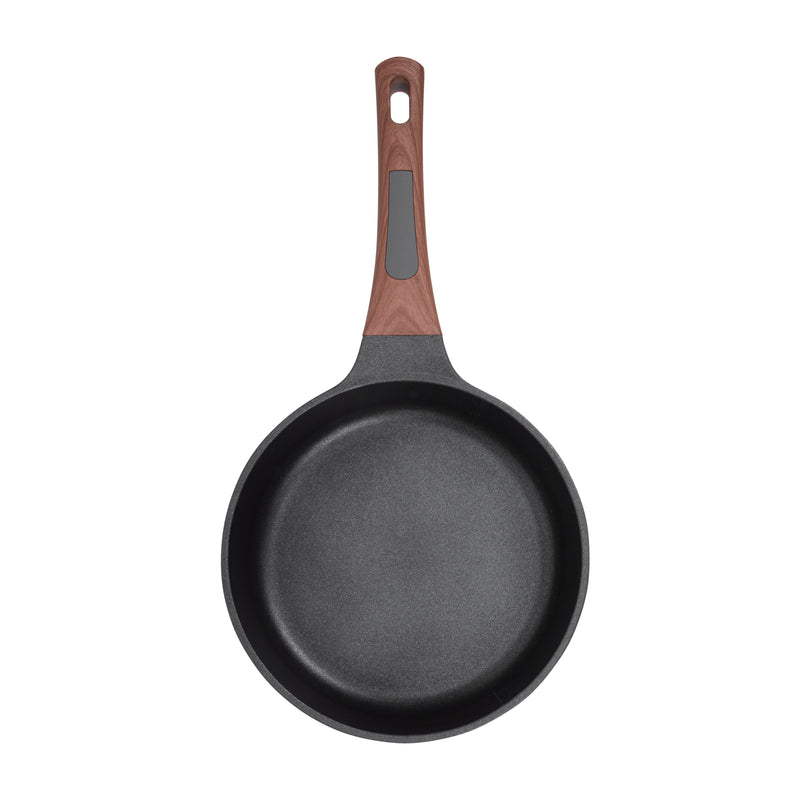 Top-down view into the Resto Capella 24cm frypan, showing the black Pfluon non-stick interior