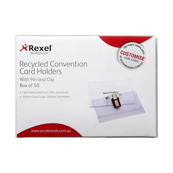 Rexel Convention Cardholder with Pin and Clip Clear Box of 50 - image 2