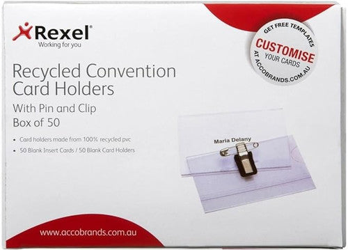 Rexel Convention Cardholder with Pin and Clip Clear Box of 50 - image 2
