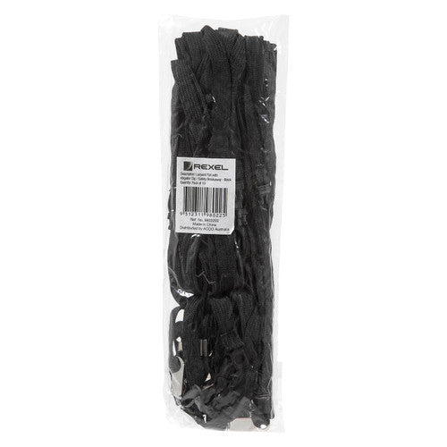 Rexel Flat Style Lanyard with Alligator Clip Black Pack of 10