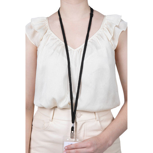 Rexel Flat Style Lanyard with Alligator Clip Black Pack of 10