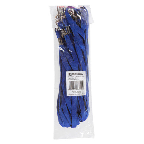 Rexel Flat Style Lanyard with Swivel Clip Blue Pack of 10