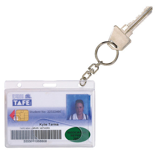 Rexel Fuel Rigid Card Holder with Key Ring Clear Pack of 10