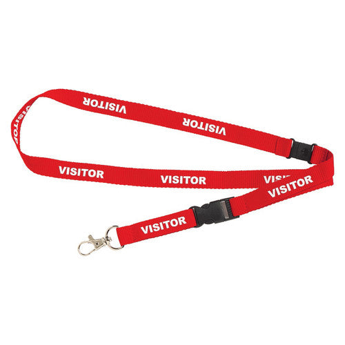 Rexel Pre-Printed Visitor Lanyard Red Pack of 5