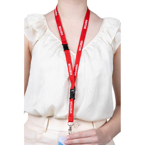 Rexel Pre-Printed Visitor Lanyard Red Pack of 5
