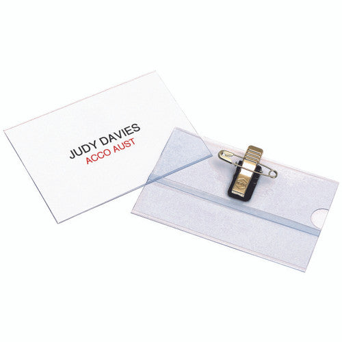 Rexel Recycled Convention Card Holder with Pin and Clip Clear Box of 50