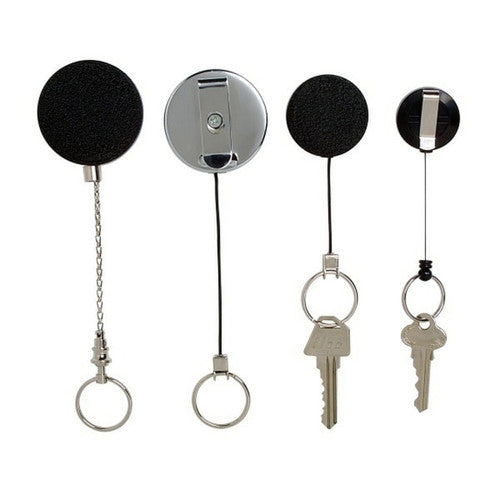 Rexel Retractable Metal Key Holder with Nylon Cord and Key Ring Black - image 2