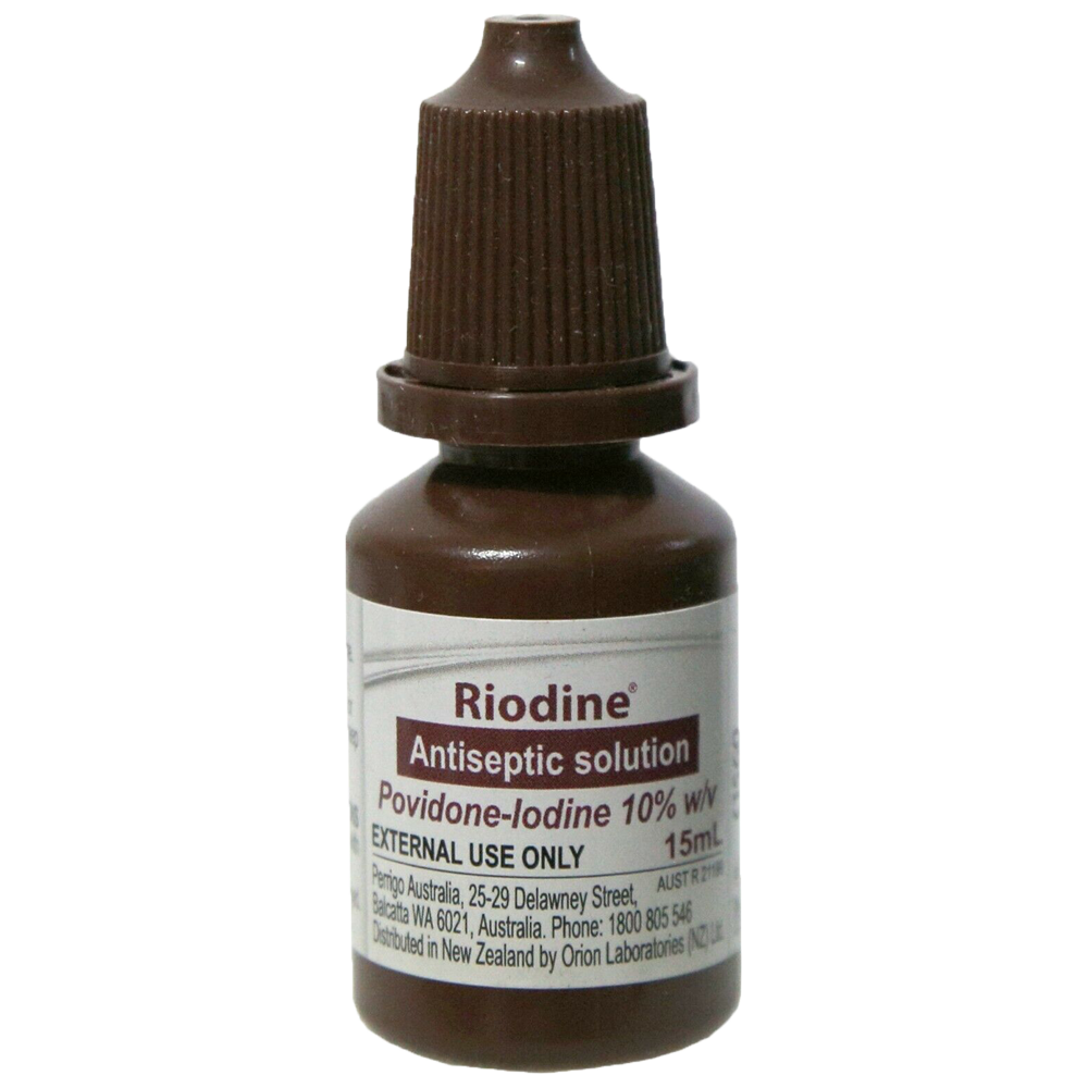 Riodine 10% Povidone Iodine Solution Dropper Bottle 15mL antiseptic wound solution