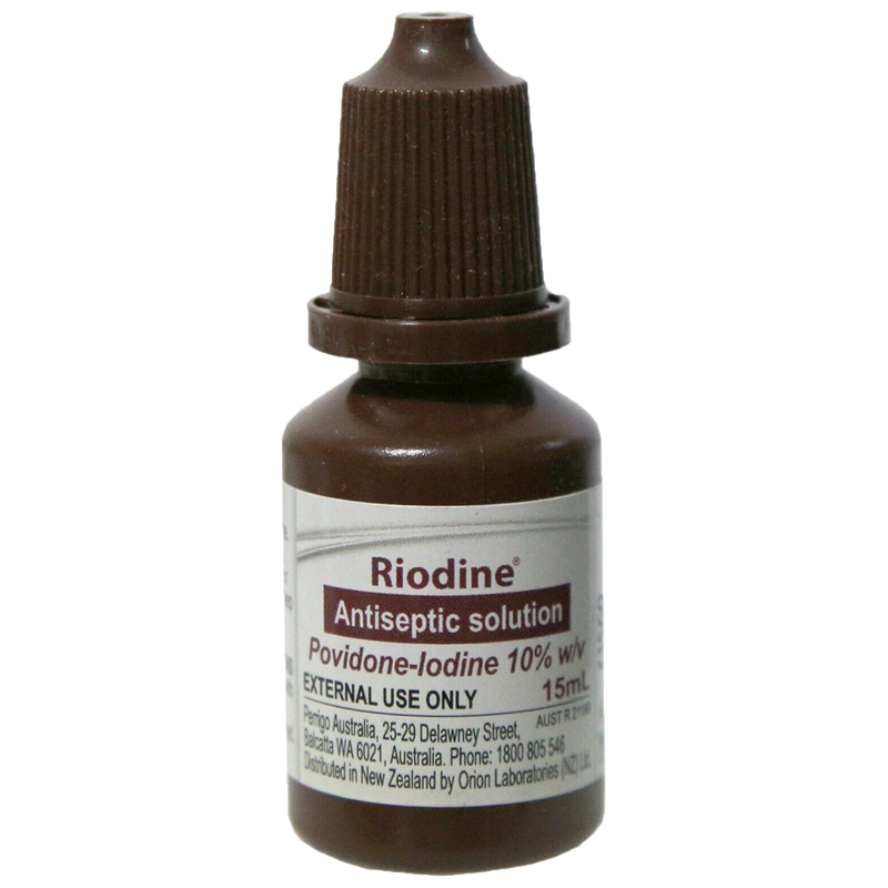 Riodine 10% Povidone Iodine Solution Dropper Bottle 15mL antiseptic wound solution