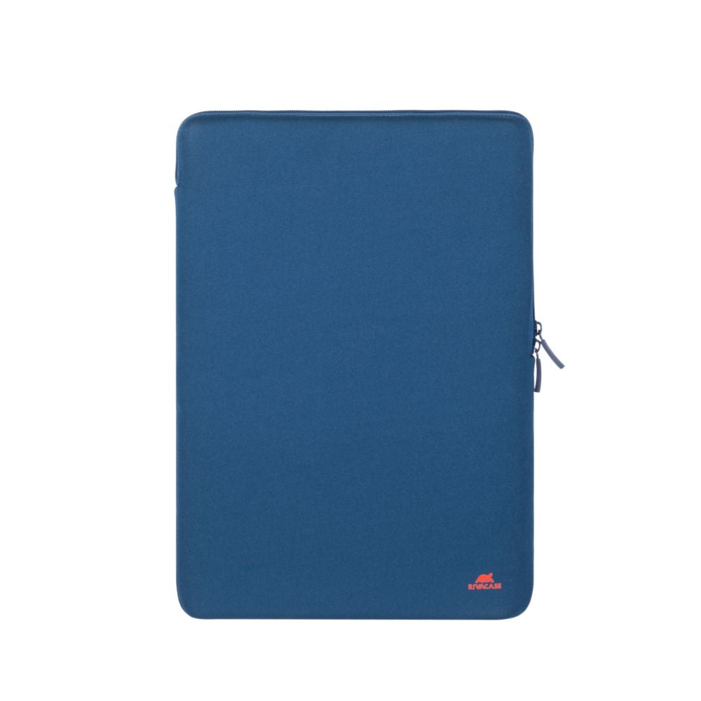 Rivacase 5224 MacBook Air 15 Antishock Neoprene Sleeve Dark Blue - side angle showing zip detail and neoprene texture