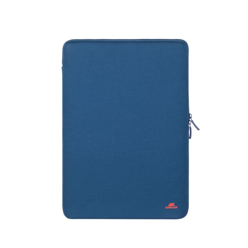 Rivacase 5224 MacBook Air 15 Antishock Neoprene Sleeve Dark Blue - side angle showing zip detail and neoprene texture