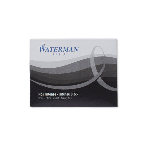 Waterman Fountain Pen Intense Black Long Cartridges 8 Pack in Blister Pack