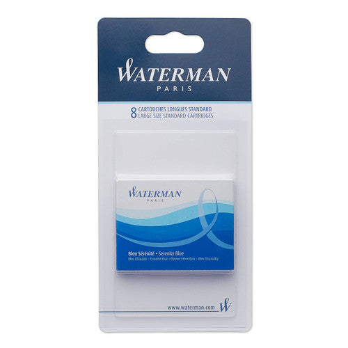 Waterman Fountain Pen Serenity Blue Long Cartridges 8 Pack in Blister Pack