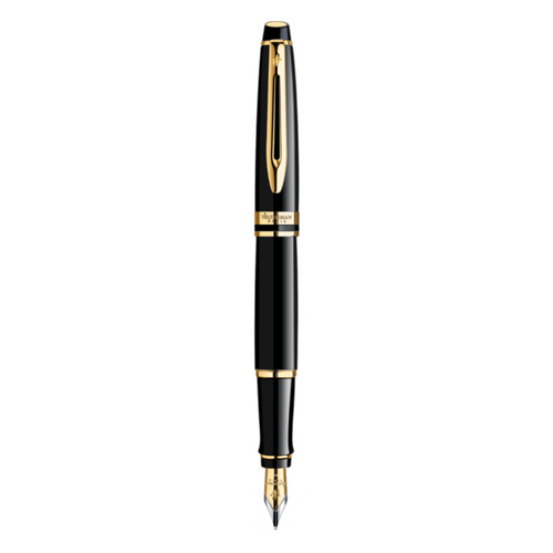 Waterman Expert Black Lacquer Gold Trim Fountain Pen in Box