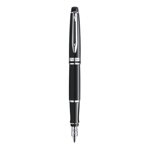 Waterman Expert Black Lacquer Chrome Trim Fountain Pen in Box