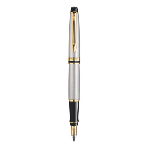 Waterman Expert Stainless Steel Gold Trim Fountain Pen in Box