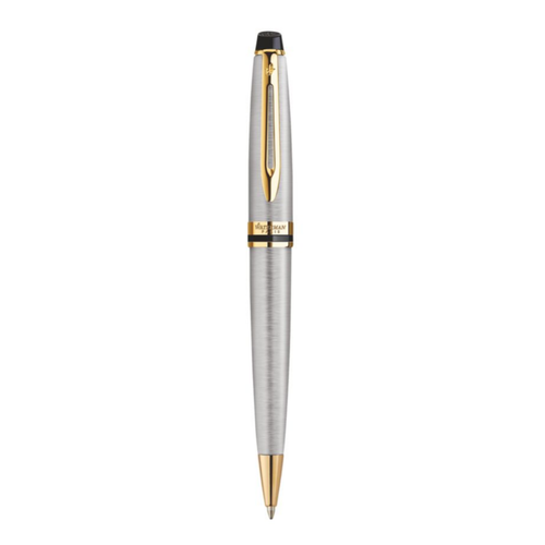 Waterman Expert Stainless Steel Gold Trim Ballpoint Pen in Box