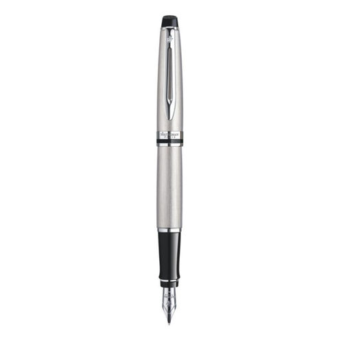 Waterman Expert Stainless Steel Chrome Trim Fountain Pen in Box