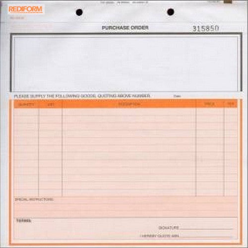 Bala Carbonless Purchase Order 3 Part Snap Sets 216 x 216mm 50 Sets x 10 Packs
