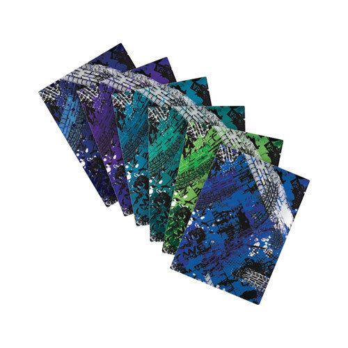 BOOK SLEEVES SCHOOL BUZZ SCRAP BOOK TRACKS ASSORTED PACK OF 6
