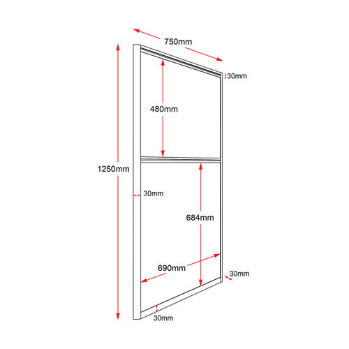 Rapidline Rapid Span Screen 750 x 30 x 1250mm Grey Upholstery
