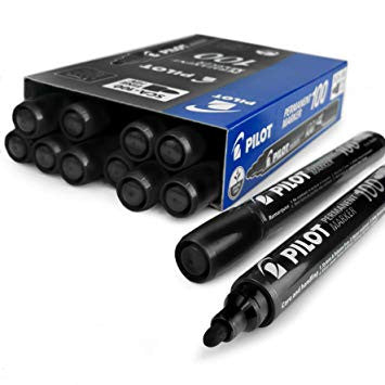 Pilot SCA-100 Permanent Marker Bullet Fine Black Box of 12