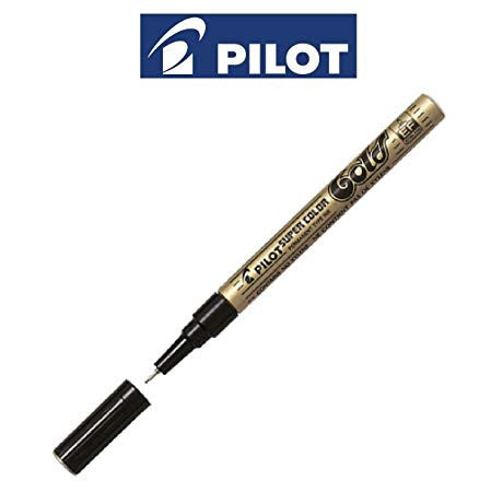 Pilot Super Colour Permanent Metallic Marker Bullet Extra Fine Gold Box of 12