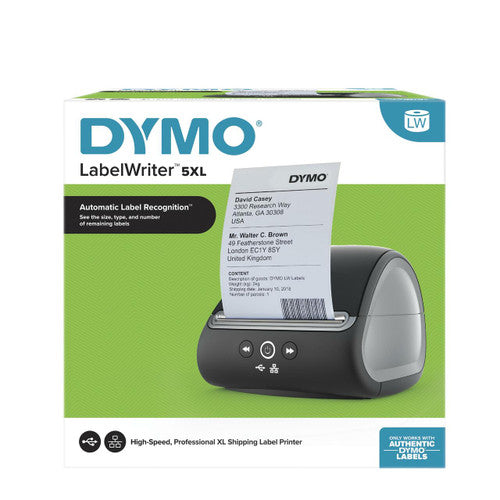 Dymo LabelWriter 5XL wide format label printer for extra large 104 x 159mm shipping labels with RFID verification