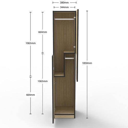 Rapidline Rapid Infinity Step Door Melamine Locker Natural Oak / Black