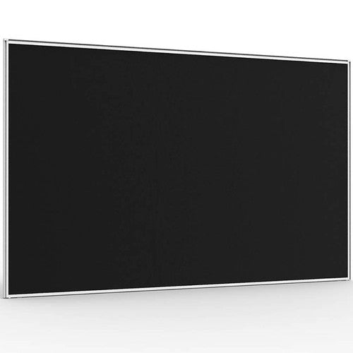 Rapidline Shush30 screen 1200 x 900mm in black fabric with white powder coat frame, angled view