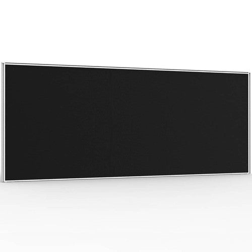 Rapidline Shush30 screen 1800 x 900mm in black fabric with white powder coat frame, angled view