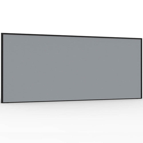 Rapidline Shush30 screen 1800 x 900mm in grey fabric with black powder coat frame, angled view
