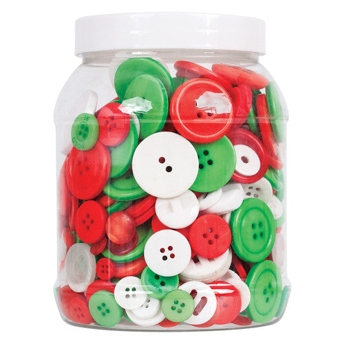 Creative School Supply Basics Buttons Christmas Colours Tub of 600g