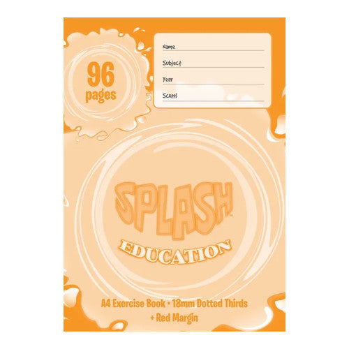 Splash A4 Exercise Book 96 Page 18mm Dotted Thirds with Red Margin 297 x 210mm Pack of 10
