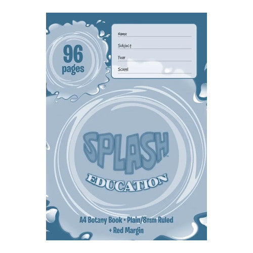 Splash A4 Botany Book 96 Page Plain and 8mm Ruled with Red Margin 297 x 210mm Pack of 10