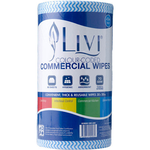 Livi 6004 Essentials Commercial Wipes Blue Carton 4 Rolls