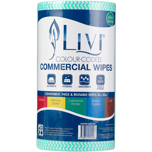 Livi 6006 Essentials Commercial Wipes Green Carton 4 Rolls