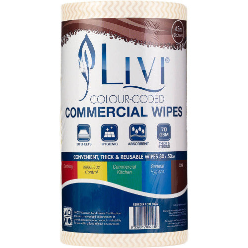 Livi 6008 Essentials Commercial Wipes Brown Carton 4 Rolls