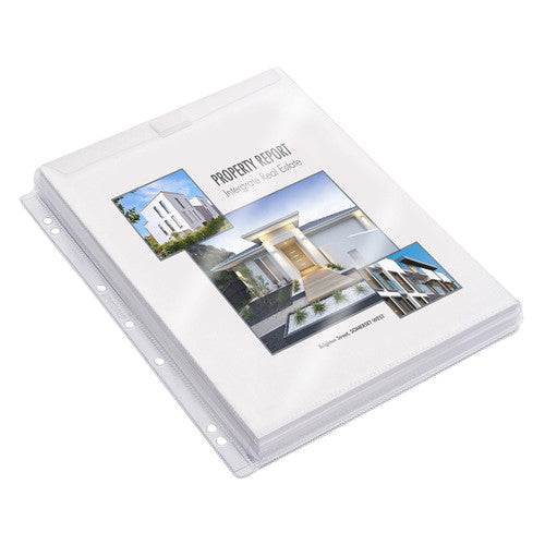 Sheet Protector A4 Gusset and Flap 25mm 200 Micron Glass Clear PVC Pack 10