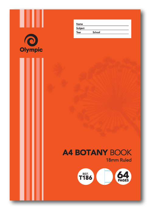 Olympic Botany Book A4 64 Pages 18mm Feint Ruled Pack of 20
