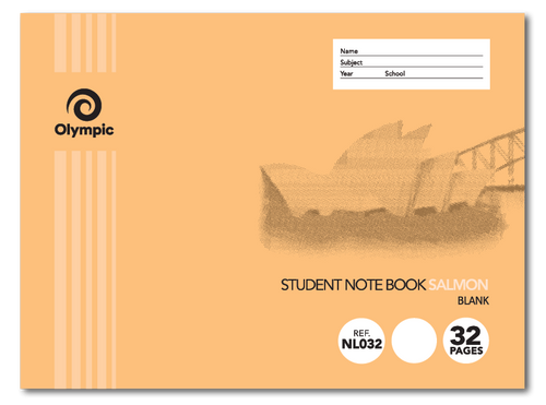 Olympic NSW Student Notebook Blank Salmon 175 x 240mm Box of 20