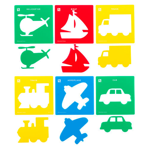Educational Colours Transport Stencils Set of 6